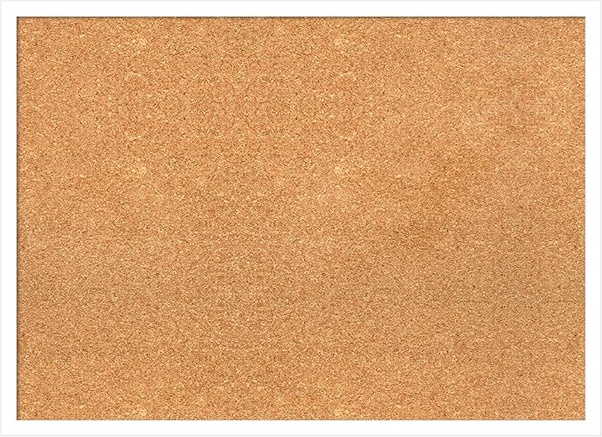 Amanti Art Natural Cork Board for Wall, 21x29 Vision Board with White Frame, Medium Corkboard Office Decor for Home Organization, Modern Corkboard Pinboard to Display Items for Home Organization in