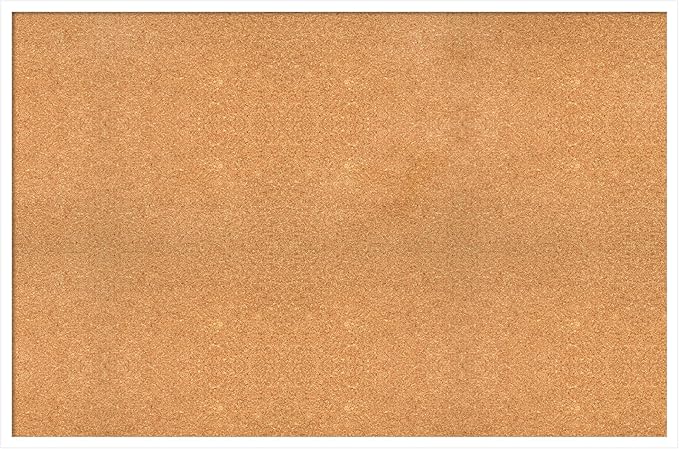 Amanti Art Natural Cork Board for Wall, 31x47 Vision Board with White Frame, Oversize Corkboard Office Decor for Home Organization, Modern Corkboard Pinboard to Display Items for Home Organization in