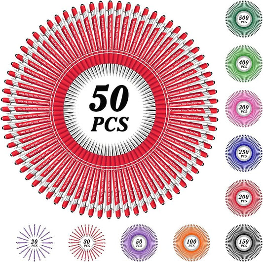 Max 500 Pcs Personalized Pens Bulk, Custom Pens with Free Engraving, Customized Stylus Tip Ballpoint Pen with Your Name Massage Text for School Office Business Graduation Anniversaries-50 Packs