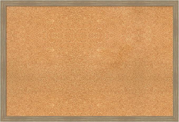 Amanti Art Natural Cork Board for Wall, 26x38 Vision Board with Brown Wood Frame, Large Corkboard Office Decor for Home Organization, Casual Corkboard Pinboard to display items for home organization