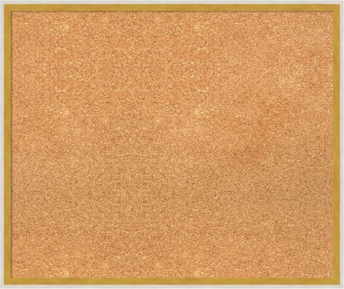 Amanti Art Natural Cork Board for Wall, 21x25 Vision Board with White Frame, Medium Corkboard Office Decor for Home Organization, Modern Corkboard Pinboard to Display Items for Home Organization in