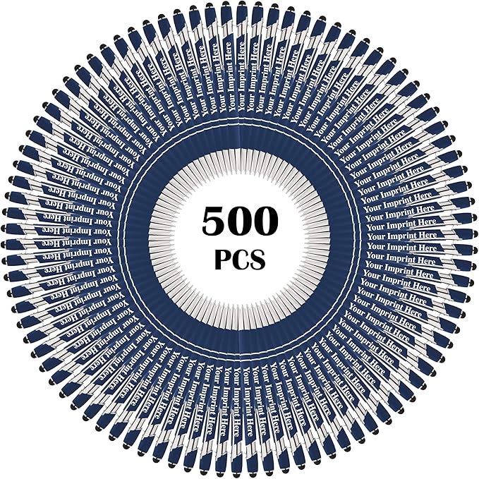 Up to 500 Pcs Custom Pens Bulk | Rainbow of Colors | Soft-Touch Metal Black Ink Personalized with Name or Message (Dark Blue, 500)