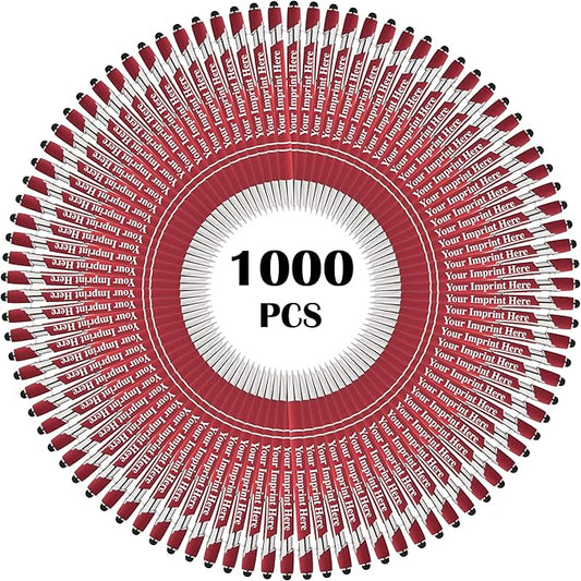 Up to 500 Pcs Custom Pens Bulk | Rainbow of Colors | Soft-Touch Metal Black Ink Personalized with Name or Message (Red, 1000 pcs)