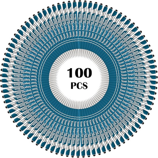 Up to 500 Pcs Custom Pens Bulk | Rainbow of Colors | Soft-Touch Metal Black Ink Personalized with Name or Message (Light Blue, 100 pcs)