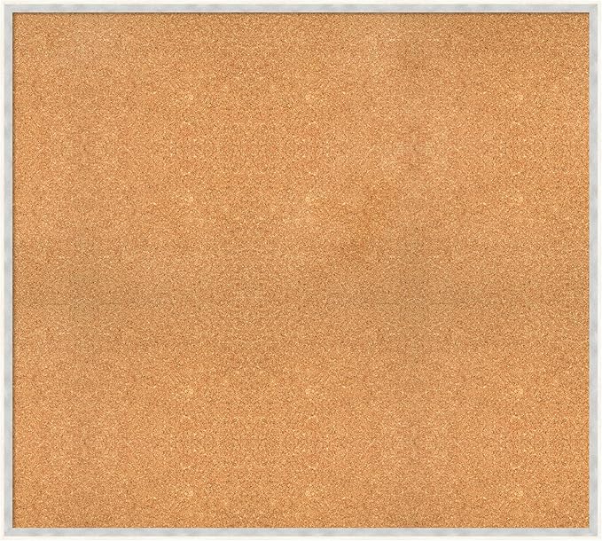 Amanti Art Natural Cork Board for Wall, 35x39 Vision Board with White Frame, Oversize Corkboard Office Decor for Home Organization, Modern Corkboard Pinboard to Display Items for Home Organization in