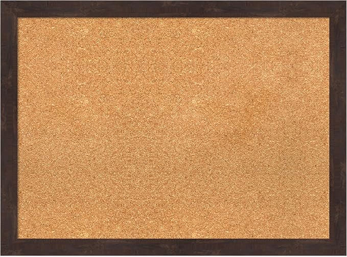 Amanti Art Natural Cork Board for Wall, 23x31 Vision Board with Brown Wood Frame, Medium Corkboard Office Decor for Home Organization, Rustic Farmhouse Corkboard Pinboard to display items for home