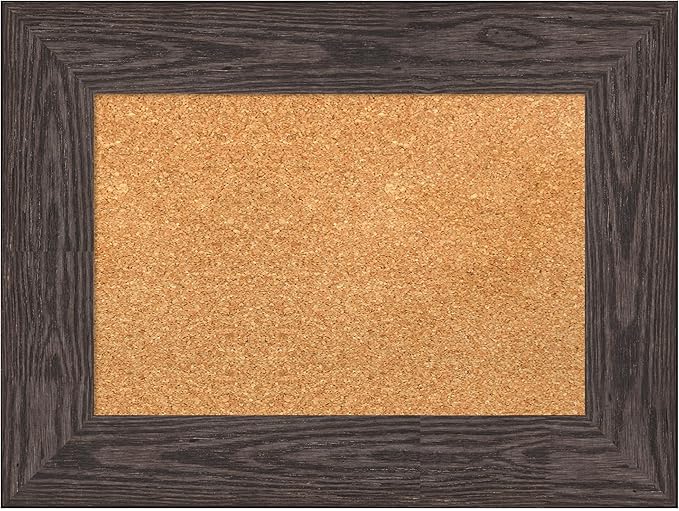 Amanti Art Natural Cork Board for Wall, 18x24 Vision Board with Black Wood Frame, Small Corkboard Office Decor for Home Organization, Country Rustic Corkboard Pinboard to Display Items for Home