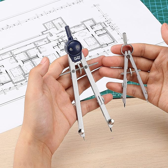 Mr. Pen- Professional Geometry Set Metal Compass, 7 pcs, Geometry Precision Tool Set with Shatterproof Storage Box, Drafting Tools & Drafting Kits, Back to School Supplies