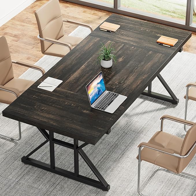 Tribesigns 70.8-Inch Executive Desk, Large Computer Office Desk Workstation, Modern Simple Style Laptop Desk Study Writing Table Business Furniture for Home Office (Black Oak, 70.8 Inch)