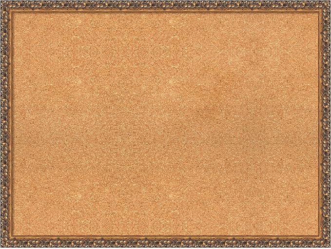 Amanti Art Natural Cork Board for Wall, 24x32 Vision Board with Bronze Frame, Large Corkboard Office Decor for Home Organization, Traditional Corkboard Pinboard to Display Items for Home Organization