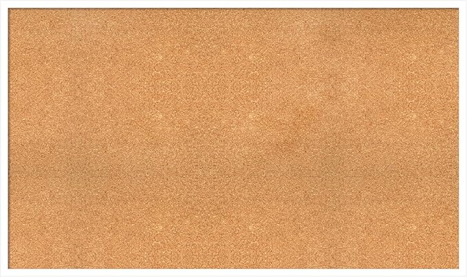 Amanti Art Natural Cork Board for Wall, 29x49 Vision Board with White Frame, Oversize Corkboard Office Decor for Home Organization, Modern Corkboard Pinboard to Display Items for Home Organization in