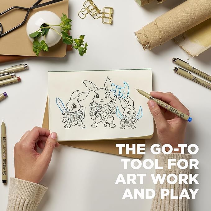 SAKURA Pigma Micron Fineliner Pens - Archival Black & Colored Ink Pens - For Writing, Drawing, or Journaling - Black & Assorted Colored Ink - 01 Point Size - 6 Pack