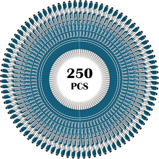 Up to 500 Pcs Custom Pens Bulk | Rainbow of Colors | Soft-Touch Metal Black Ink Personalized with Name or Message (Light Blue, 250 pcs)