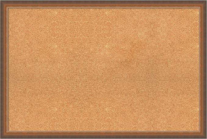 Amanti Art Natural Cork Board for Wall, 24x36 Vision Board with Bronze Frame, Large Corkboard Office Decor for Home Organization, Modern Corkboard Pinboard to Display Items for Home Organization in