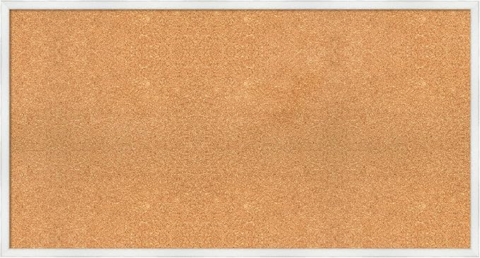 Amanti Art Natural Cork Board for Wall, 23x43 Vision Board with White Frame, Oversize Corkboard Office Decor for Home Organization, Country Rustic Corkboard Pinboard to Display Items for Home
