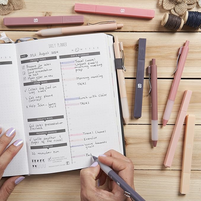 BLIEVE Aesthetic Highlighters and Gel Pens And Soft Tip, No Bleed Dry Fast Easy to Hold, for Bible Journaling Planner Notes School Office Supplies (Morandi)