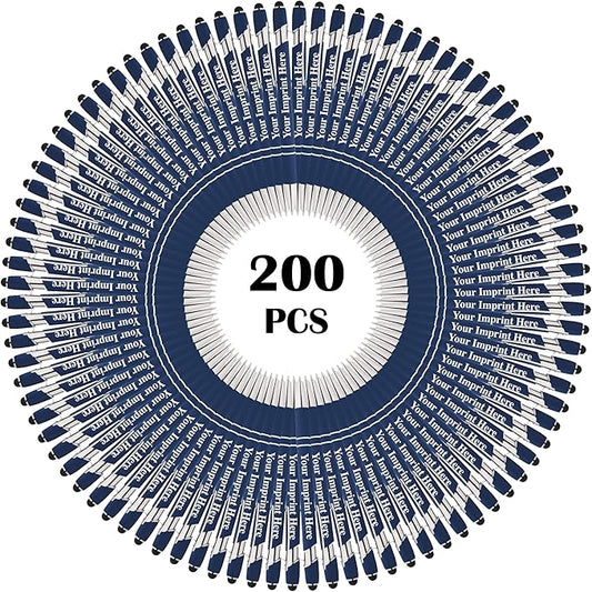 Up to 500 Pcs Custom Pens Bulk | Rainbow of Colors | Soft-Touch Metal Black Ink Personalized with Name or Message (Dark Blue, 200)