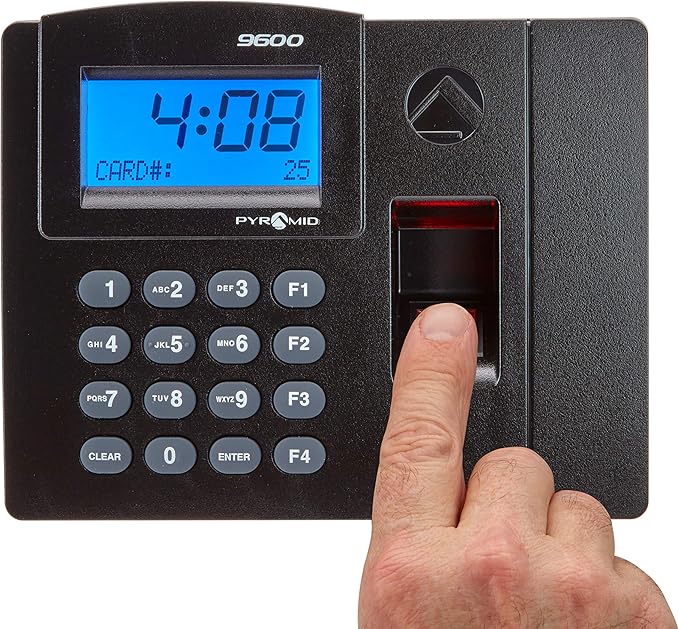 Pyramid Time Systems - Pyramid TimeTrax Elite [TTELITEEK] Automated Biometric Fingerprint Time Clock for small Business, Employee In/Out Time Tracker with Software Download, Windows Compatible - Black