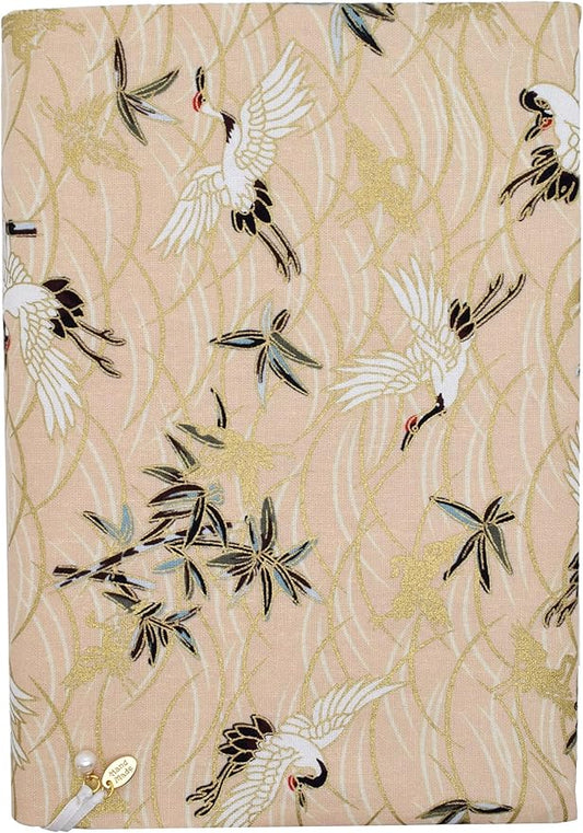 BLBMH Book Covers for Paperbacks Fit for 5.5x8.5 inch Book Bible Adjustable Book Sleeve Cover for Women Over 15 Soft Cloth Protector for Bible Novels - Crane Beige