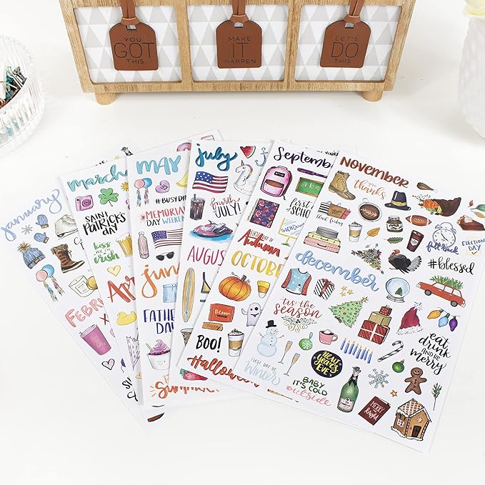 bloom daily planners Holiday Seasonal Planner Sticker Sheets - Vintage Seasonal Sticker Pack - Over 310 Stickers Per Pack!