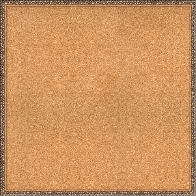 Amanti Art Natural Cork Board for Wall, 38x38 Vision Board with Bronze Frame, Oversize Corkboard Office Decor for Home Organization, Traditional Corkboard Pinboard to Display Items for Home