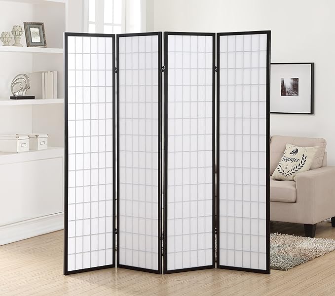 NicBex Room Divider 4 Panel Room Dividers with Oriental Style Partition Room Dividers and Folding Privacy Screens Wall Divider for Home, Office, Room Separation,72" W x 2" D x 72" H, Black