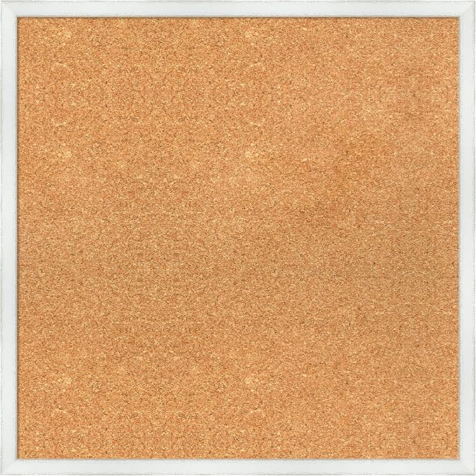 Amanti Art Natural Cork Board for Wall, 23x23 Vision Board with White Frame, Medium Corkboard Office Decor for Home Organization, Country Rustic Corkboard Pinboard to Display Items for Home