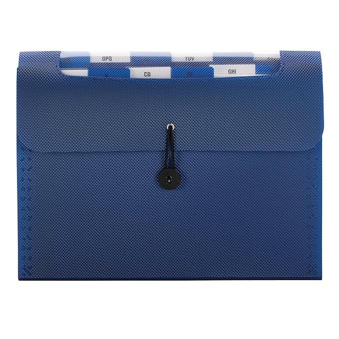 Smead Step Index Poly Organizer, 12 Pockets, Flap and Cord Closure, Letter Size, Navy Blue (70902)