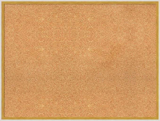 Amanti Art Natural Cork Board for Wall, 25x33 Vision Board with White Frame, Large Corkboard Office Decor for Home Organization, Modern Corkboard Pinboard to Display Items for Home Organization in