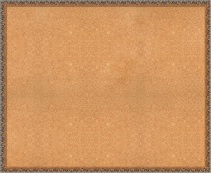 Amanti Art Natural Cork Board for Wall, 36x44 Vision Board with Bronze Frame, Oversize Corkboard Office Decor for Home Organization, Traditional Corkboard Pinboard to Display Items for Home