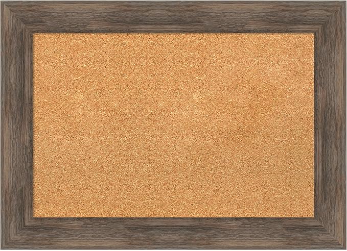 Amanti Art Natural Cork Board for Wall, 21x29 Vision Board with Brown Wood Frame, Medium Corkboard Office Decor for Home Organization, Country Rustic Corkboard Pinboard to Display Items for Home