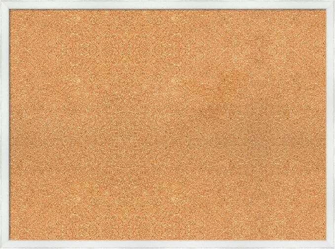 Amanti Art Natural Cork Board for Wall, 23x31 Vision Board with White Frame, Large Corkboard Office Decor for Home Organization, Country Rustic Corkboard Pinboard to Display Items for Home