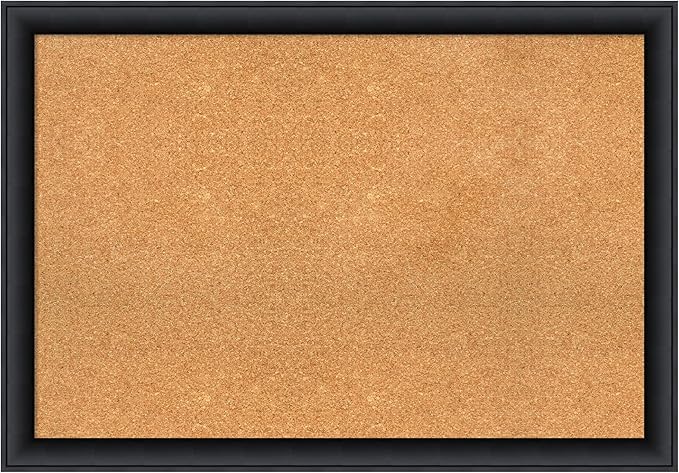 Amanti Art Natural Cork Board for Wall, 27x39 Vision Board with Black Wood Frame, Large Corkboard Office Decor for Home Organization, Modern Contemporary Corkboard Pinboard to display items for home