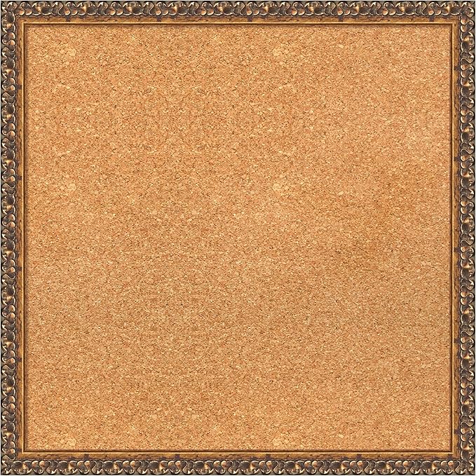 Amanti Art Natural Cork Board for Wall, 22x22 Vision Board with Bronze Frame, Medium Corkboard Office Decor for Home Organization, Traditional Corkboard Pinboard to Display Items for Home