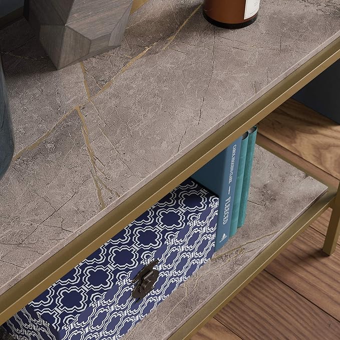 Sauder International Lux Open Shelving, Deco Stone Finish