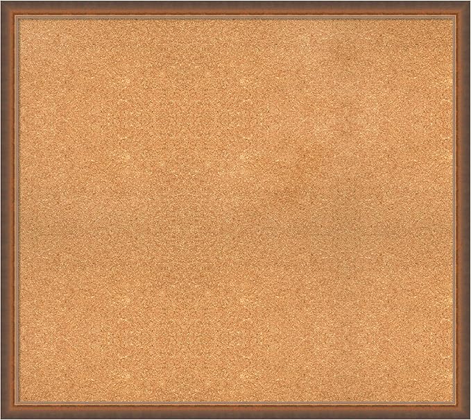 Amanti Art Natural Cork Board for Wall, 32x36 Vision Board with Bronze Frame, Large Corkboard Office Decor for Home Organization, Modern Corkboard Pinboard to Display Items for Home Organization in