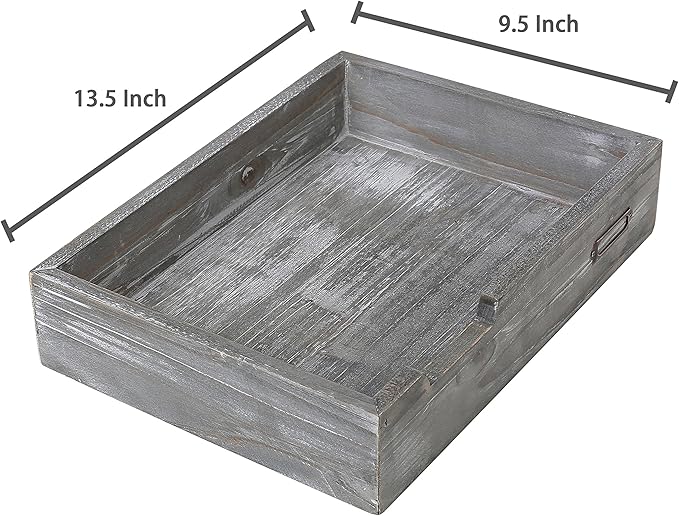 Set of 2 Ash Gray Wood Office Desktop Document Letter Paper Trays, Stackable Decorative Multipurpose File Organizer