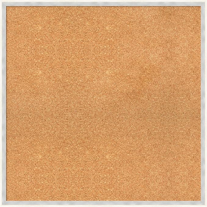 Amanti Art Natural Cork Board for Wall, 27x27 Vision Board with White Frame, Large Corkboard Office Decor for Home Organization, Modern Corkboard Pinboard to Display Items for Home Organization in