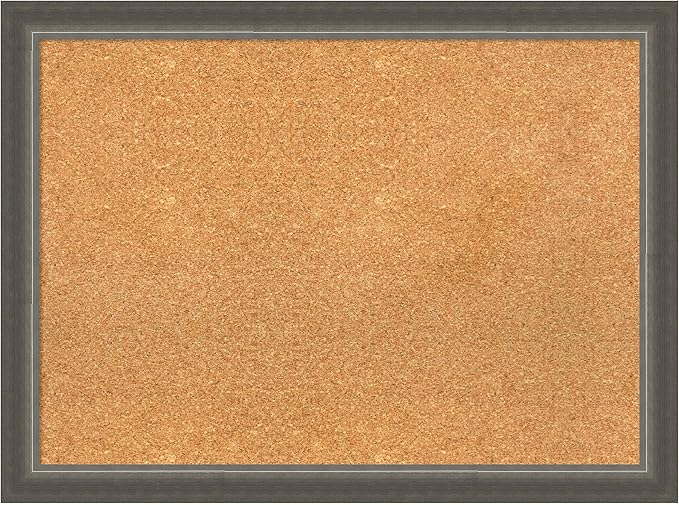 Amanti Art Natural Cork Board for Wall, 23x31 Vision Board with Silver Wood Frame, Medium Corkboard Office Decor for Home Organization, Casual Corkboard Pinboard to Display Items for Home
