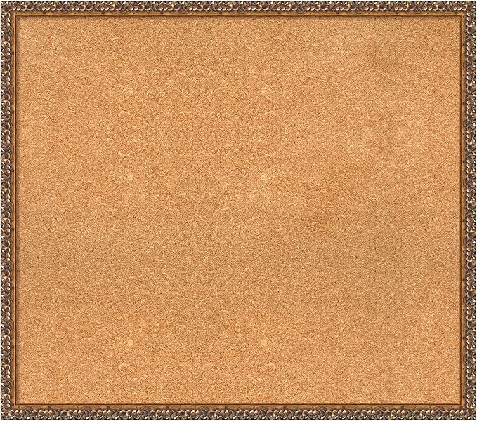 Amanti Art Natural Cork Board for Wall, 30x34 Vision Board with Bronze Frame, Large Corkboard Office Decor for Home Organization, Traditional Corkboard Pinboard to Display Items for Home Organization