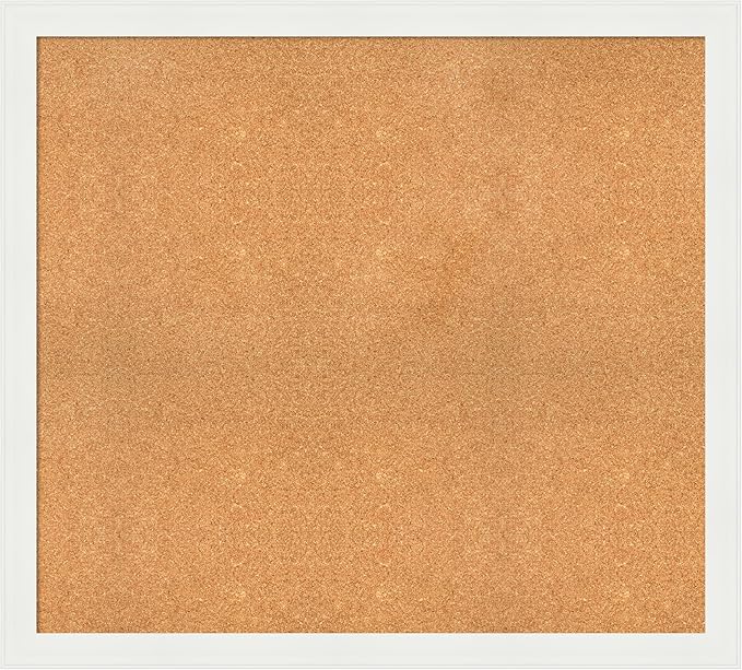 Amanti Art Natural Cork Board for Wall, 37x41 Vision Board with White Frame, Oversize Corkboard Office Decor for Home Organization, Casual Corkboard Pinboard to Display Items for Home Organization in