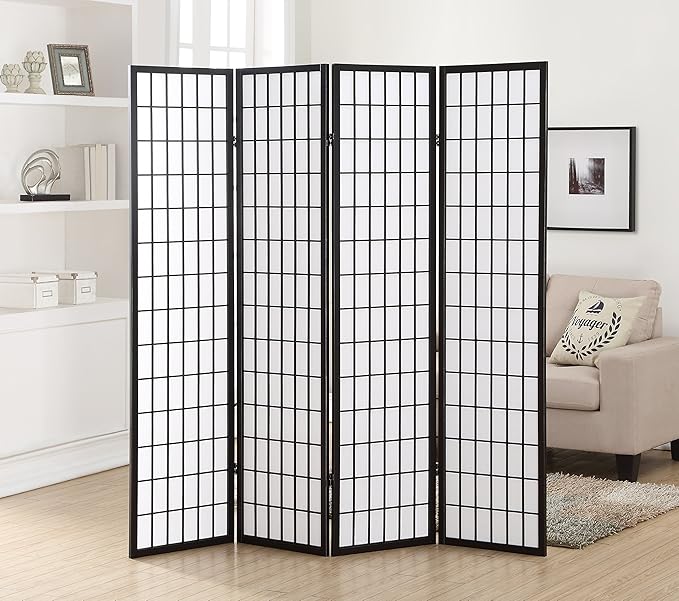 NicBex Room Divider 4 Panel Room Dividers with Oriental Style Partition Room Dividers and Folding Privacy Screens Wall Divider for Home, Office, Room Separation,72" W x 2" D x 72" H, Black