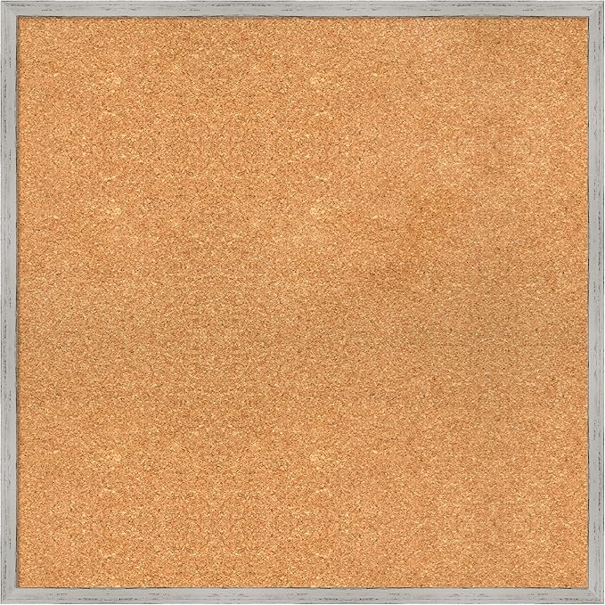 Amanti Art Natural Cork Board for Wall, 27x27 Vision Board with White Frame, Large Corkboard Office Decor for Home Organization, Cottage Corkboard Pinboard to Display Items for Home Organization in
