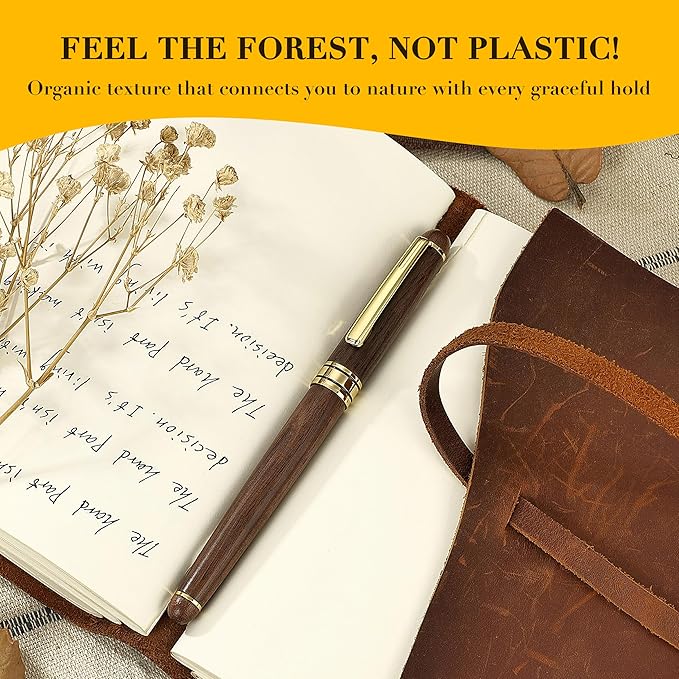 BEILUNER Luxury Walnut Ballpoint Pen Writing Set - Elegant Fancy Nice Gift Pen Set for Signature Executive Business Office Supplies - Gift Boxed with Extra Refills (Black)