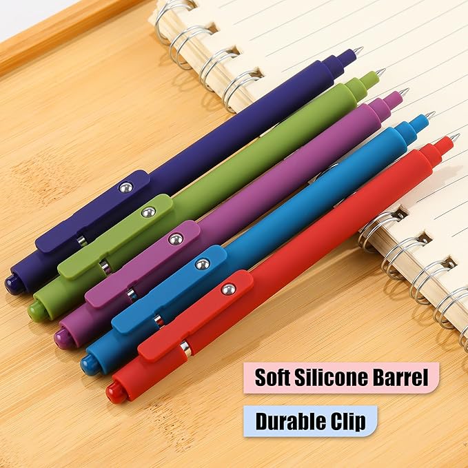 RIANCY Gel Pens, 0.5mm Black Ink Quick Dry Ball Point Pens, Fine Point Smooth Writing Pens, Cute Aesthetic Gifts Set for Men Women Journaling, Office School Stationery Supplies