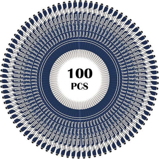 Up to 500 Pcs Custom Pens Bulk | Rainbow of Colors | Soft-Touch Metal Black Ink Personalized with Name or Message (Dark Blue, 100)