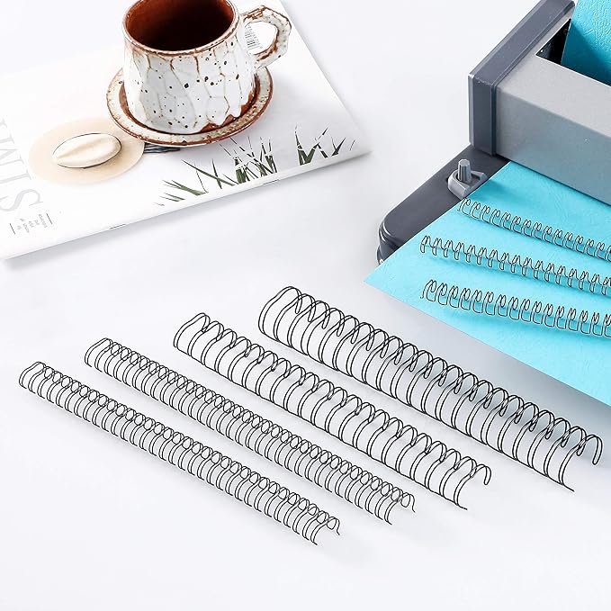 BNC Double Loop Wire Binding Rings Letter Size 3:1 Loops 32 Holes Black Color Pack of 100 (1/2 Inches)