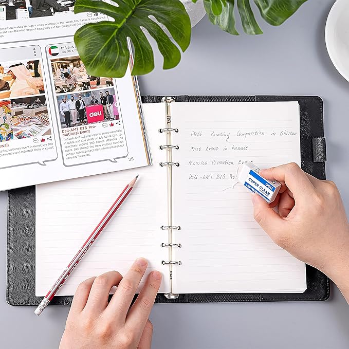 Deli Pencil Erasers, Pencil Eraser, 10 Pack, White Erasers, Erasers for Drawing, Kids, Artist, White, Large