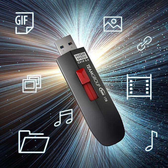 TEAMGROUP C212 Extreme Speed 512GB 1000/800MB/s USB 3.2 Gen 2 Easy Push-and-Pul Flash Thumb Drive External Data Storage Memory Stick Compatible with Computer/Laptop/PS4 PS5 TC2123512GB01