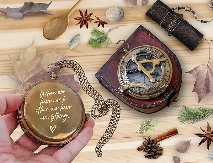 Personalized Compass Gifts, Engraved Custom Sundial Clock, Wedding Gift, Groomsmen Gift, Keepsake, Christmas, Baptism, Graduation, Boy Scouts, Anniversary, Fathers Day, Mothers Day